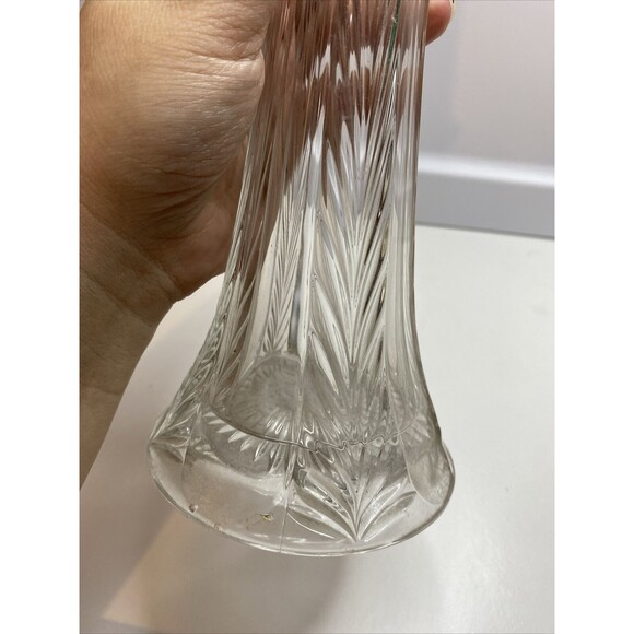 MCM LE Smith Swung Stretch Clear Ribbed Vase - About 15" H -  8 Fingers - Picture 5 of 7